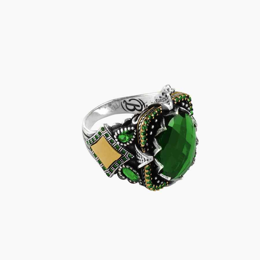 Silver Ring - Green Stone C-008